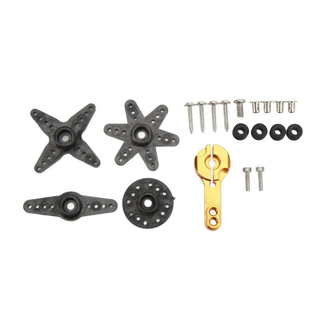 Beefy Digital Servo Featuring Rock Solid Metal Gears And Coreless Motor Waterproof Design Delivers Lightning Quick Response Plus 25 Kilogram Torque For 1 10 Scale Rcs Measuring 40 By 5mm Blue accessories set, including gears and screws.
