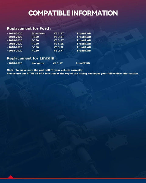 Compatible information for F150 2018 2020 Expedition 2018 2020 Navigator 2018 2020 RWD wheel bearing hub assembly fitment details
