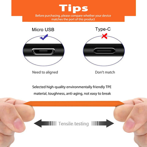 Orange USB Charging Cable For Ring Video Doorbell 2 3 3 Plus 4 Peephole Cam And Doorbell Pro Battery Replacement Power Cord Easy Plug And Charge Safe Fast Charge
