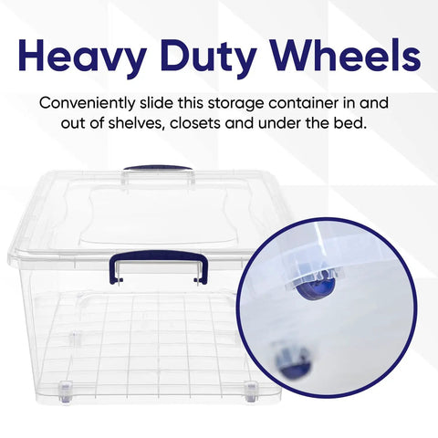 Built Tough Stackable Storage Bins With Rolling Wheels And Snug Lids Set Of 3 Hefty Clear Plastic Totes 60 Quart Top Shelf Pick For Garage Organization And Basement Decluttering