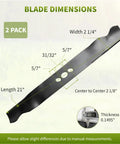 Replacement 2105200317A 21 Inch Mower Blades For Hyper Tough Murray Blackmax Walk Behind Mower dimensions diagram