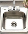 Stainless Steel Bar and Prep Sink That Is A Workhorse for Your Kitchen and Home Bar, 15 Inch Drop In Topmount Two Hole Design