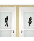 Removable Man And Woman Washroom Sign For Restroom Door Sticker DIY Wall Decor Dope Toilet WC Sign Black Finish on white doors