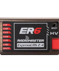 ExpressLRS 2.4GHz 6 Channel PWM Receiver for FPV Drones, front view showing channels and connectors.