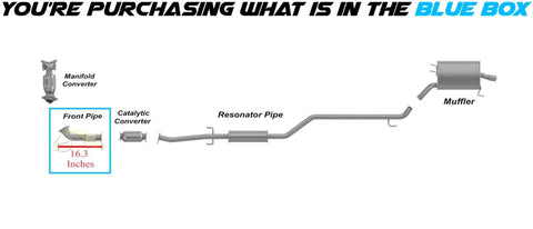 Diagram of Direct-Fit Exhaust Front Pipe With Flex for Acura TSX 2009-2014 2.4L, highlighted in a blue box.