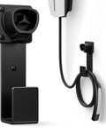 Heavy Duty Wall Mount EV Charger Holder For Tesla Connector Nozzle Holster Dock And J Hook Combo Secure Stainless Steel Cable Management For Home Charging mounted on wall