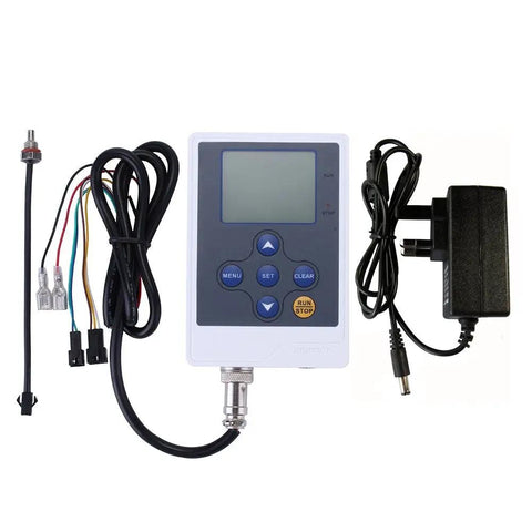 Auto Water Flow Controller Kit With LCD Display One Half Inch Flow Sensor Meter One Half Inch Solenoid Valve And 12V Power Plug And Play Setup Auto Shutoff At Your Set Flow Rate Real Time GPM Readout Works With Various Sensors, 12V adapter