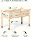 Heavy Duty Raised Garden Bed On Legs 331 lb Capacity 48 by 24 by 31 Inches large planter box for vegetables flowers and herbs fir wood
