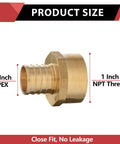 Pack Of 5 Pex 1 Inch By 1 Inch NPT Female Brass Barb Crimp Adapters For Pex Tubing ASTM F1807 NSF ANSI 61 372 Lead Free Fittings