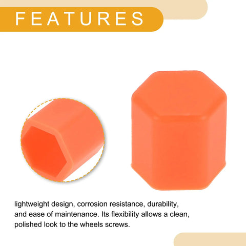 20 Pcs Wheel Lug Nut Dust Cap Covers, Fluorescent Orange Silicone Nut Protection Caps For Rims And Tire Screws, corrosion resistant