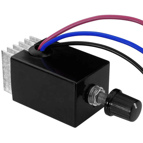 Universal 12V And 24V Motor Speed Controller with long knob and wiring, plug and play, for car, truck, fan, heater control