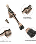 Foot Activated Door Stop With Weighted Zinc Alloy Base showing lever mechanism and details for hands free entry