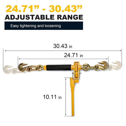 Beefy Heavy Duty Folding Handle Load Binder Set Five Sixteenths To Three Eighths Inch Ratchet Chain Binders adjustable range