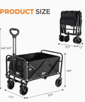 Heavy Duty Collapsible Wagon With All Terrain Wheels And Drink Holders 220 Lbs Capacity Foldable Utility Cart dimensions