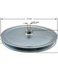 Single Groove V Belt Pulley With 12 Inch Outside Diameter And 5 8 Inch Bore, zinc plated carbon steel, side view with dimensions.