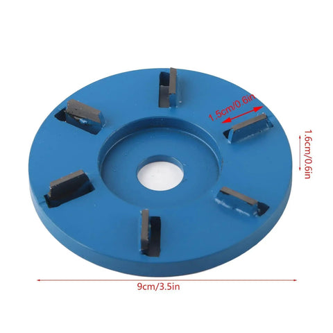 Front view of 90mm Angle Grinder Wood Carving Disc With Six Teeth For Stump Removal And Precision Grinding