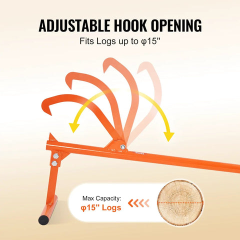 Timberjack Log Lifter With Adjustable Cant Hook And Rubber Grip Beefed Up Heavy Duty Tool For Rolling And Lifting Up To 15 Inch Logs