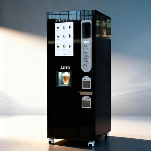 Bean To Cup Vending Machine With Touchscreen Fully Automatic Freshly Ground Coffee 24 Seven Self Serve For Office Mall Or Hospital Cashless Payment Energy Efficient Hot And Cold Dual Mode