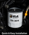Heavy Duty Engine Oil Filter With Top Shelf Synthetic Microfiber Media For Badass 20 Micron Particle Capture and smooth installation in car engine.