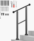 Kickass Heavy Duty Hand Rails For Outdoor Steps Deck And Porch Rock Solid Adjustable Stair Railing Kit with included mounting hardware.
