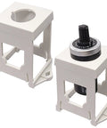 Two Pack 22mm Push Button Switch DIN Rail Mounting Bracket Adapter for Push Buttons and Potentiometers, 50.6mm L x 40.8mm W.
