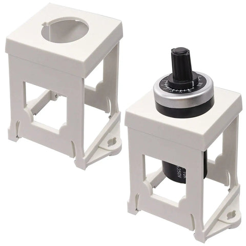 Two Pack 22mm Push Button Switch DIN Rail Mounting Bracket Adapter for Push Buttons and Potentiometers, 50.6mm L x 40.8mm W.