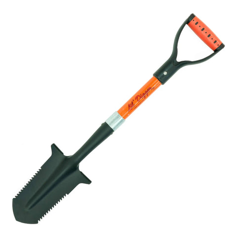 Heavy Duty 29 Inch Double Serrated Shovel With 4x8 Blade Beefy Yet Light At Under 3 Pounds Solid Center Spine For Rigidity Large Ergonomic Steps