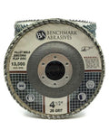 4.5 Inch Zirconia Curved Fillet Weld Flap Discs 36 Grit 5 Pack Pro Grade Grinding Wheel front view with label