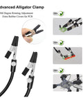 Close-up of alligator clamps on Four Arm Third Hand Soldering Station With Adjustable Gooseneck Arms for electronics work.