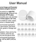 PVC External End Cap For Three Quarters Inch Schedule Forty Pipe With One Point Zero Five Inch Outer Diameter White Rigid Fitting