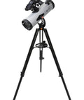 StarSense Explorer LT 114AZ App Enabled Telescope on tripod with smartphone dock visible.