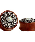 Sun Moon Organic Wood Saddle Ear Plugs Set Eight Pairs For Tunnels And Piercings Gift Box Finely Polished Easy Insertion Harmless To Skin