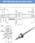 SFU1605 800mm CNC Ball Screw Kit diagram with RM1605 threaded spindle, BK12 BF12 supports, nut housing, BR couplers