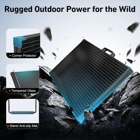 100W Portable Solar Panel Suitcase With Waterproof 10A Charge Controller, Foldable Solar Charger, rugged design features