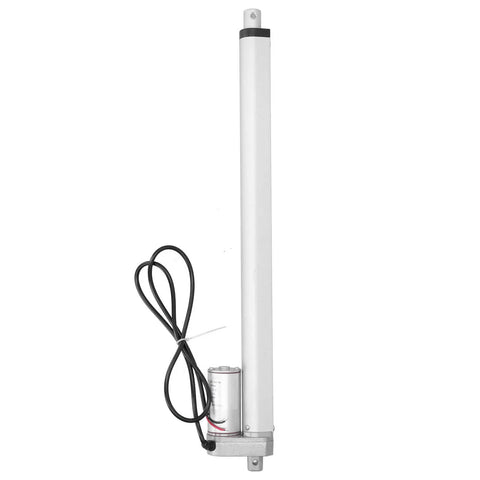 Get This Heavy Duty 30N Electric Linear Actuator With Compact Design For Boats And Industrial Machinery, Low Noise And Energy Saving Power Move For Cars At 12V DC Voltage, vertical profile with motor attached.