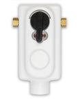 Front view of Flame King ACR-2a 2-stage auto-changeover LP propane regulator with brass fittings for RVs