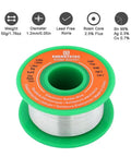 Lead Free Electronics Soldering Wire 1.2mm 50g Rosin Flux Core Sn99 Ag0.3 Cu0.7 No Clean Solder spool with green base