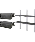 Two Pack Shed Basket Organizer Set With Wall Mount Shelf Kit Durable Heavy Duty Resin Bins For Outdoor Shed Storage Space Saving Holds Up To 40 Lbs Black
