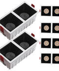 6 Pack Square Recessed Led Downlights 12W Dimmable Double Head Ceiling Spots with aluminum baffle trim and anti-glare design.