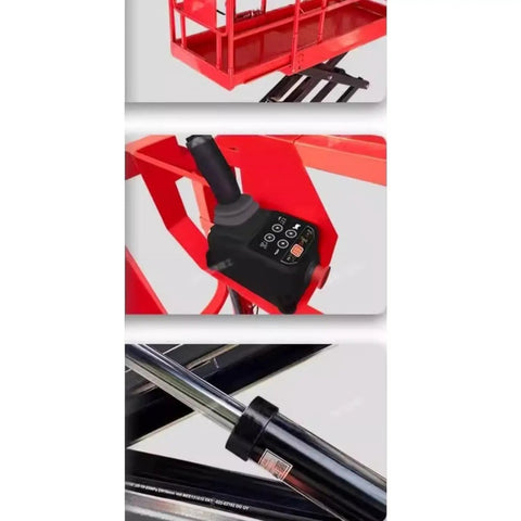 Heavy Duty Fully Automatic Electric Scissor Lift Table Mobile Hydraulic Platform Four Meter Rise showing control panel and hydraulic components.