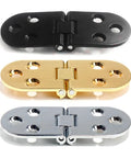 180 Degree Flush Mount Cabinet Hinge Set in black, gold, silver zinc alloy, easy install hinges for concealed kitchen cabinets