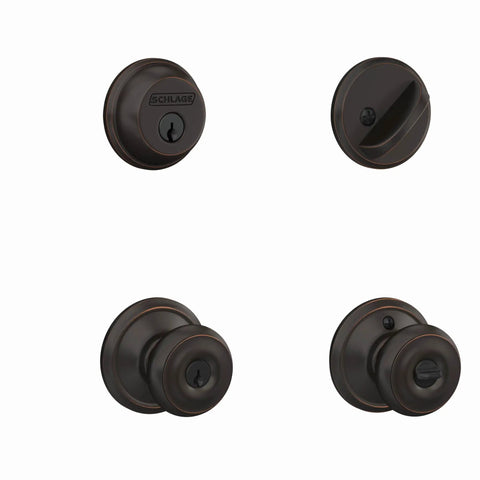 Georgian Style Front Door Deadbolt Lock in Aged Bronze, Easy Install Single Cylinder Keyed Entry Built Tough for Security