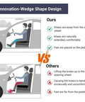 Ergonomic Car Seat Cushion For Tesla Cybertruck With Lumbar Support comparison diagram showing proper leg positioning for comfort.