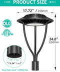 80W LED Post Top Light With Dusk To Dawn Sensor DLC ETL Listed IP65 Waterproof Outdoor Post Top Pole Light dimensions