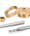 Solid Brass Router Inlay Kit 71333 For One Quarter Inch Template Guides Includes Downcut Carbide Spiral Bit One Quarter Inch Router Bit Bushing Centering Pin For Precise Woodworking Projects components