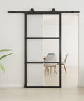 42-Inch By 84-Inch Glass Barn Door With Tempered Clear Glass, Pre-Drilled Carbon Steel Frame, Sliding Barn Door Panel in living space
