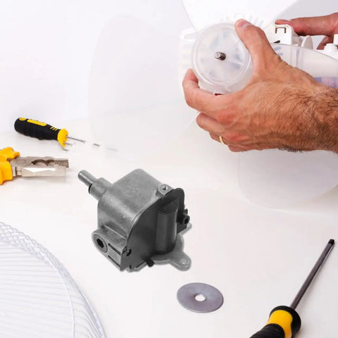Rocker Gear Replacement For Electric Oscillating Fans With Wind Flow Heavy Duty Fan Gear, aluminum alloy, in a repair setup.