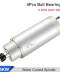 Knockout 5.5KW Water Cooled CNC Spindle Motor With ER25 Chuck 24000RPM for Router Wood Engraving, featuring 4 ball bearings.