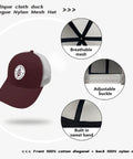 Breathable Yacht Style Trucker Hat For Women And Unisex, Lightweight All Day Comfort With Anti Sweat Band, close-up features view.