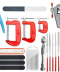 Pro 23 Piece Model Tools Kit For Gundam And Car Model Building Craft Set With G Clamp And Precision Tools displayed in open box.